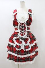 画像1: Day to Day（海外ロリータブランド） / Holiday plaid lace-up ruffle dress Free レッドチェック H-26-08-17-026-LO-OP-NS-ZH (1)