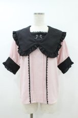 画像1: DearMyLove / リボン刺繍ブラウス M ピンク H-26-08-17-059-GO-BL-NS-ZH (1)
