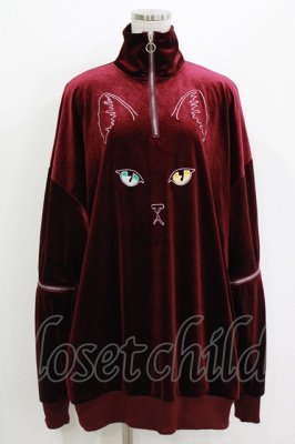 Preview of キャットアイベロアハーフジッププルオーバー  ガーネット