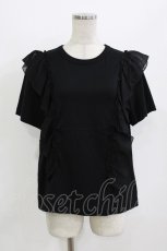 画像1: Jane Marple / Organdy frill T-shirt M ブラック H-26-08-19-1037-JM-TO-AK-ZH (1)