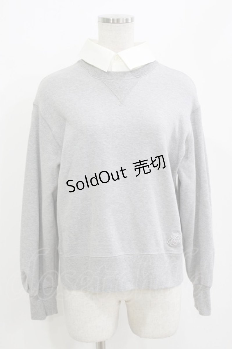 画像1: Jane Marple Dans Le Salon / Luana fleece shirt-collar sweatshirt M グレー H-26-08-19-1038-JM-SK-AK-ZH (1)