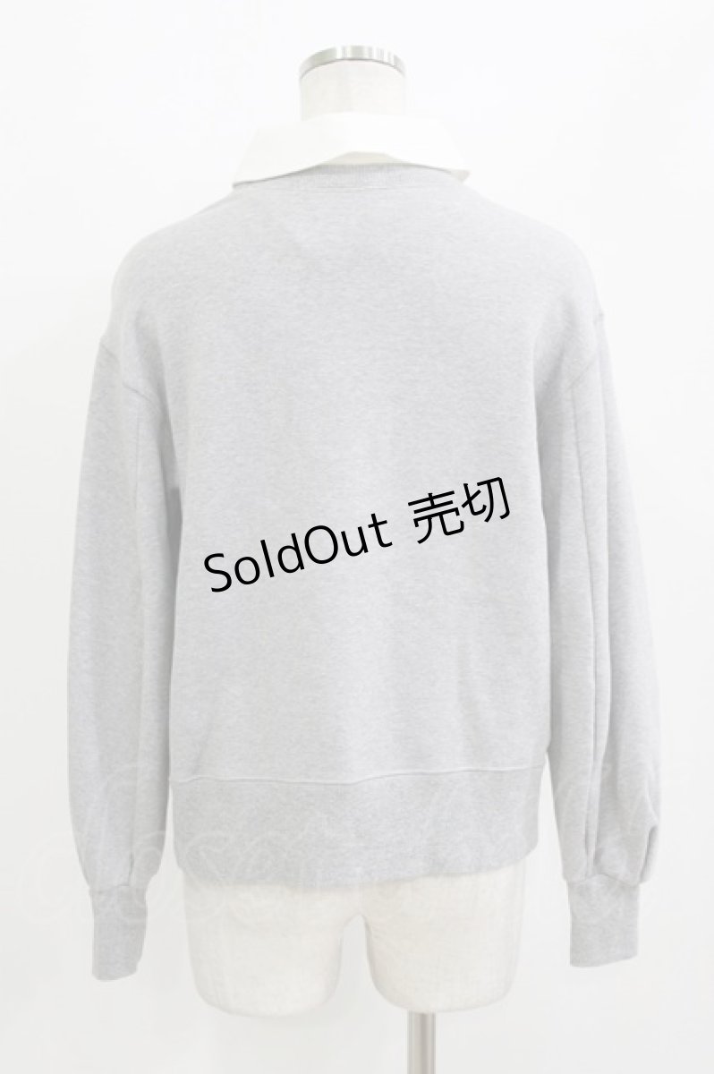 画像2: Jane Marple Dans Le Salon / Luana fleece shirt-collar sweatshirt M グレー H-26-08-19-1038-JM-SK-AK-ZH (2)