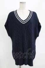 画像1: Jane Marple Dans Le Salon / Cotton slab yarn tilden vest M ネイビー H-26-08-19-1046-JM-TO-AK-ZH (1)