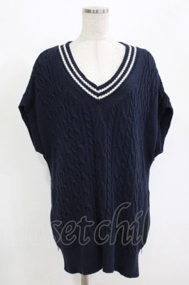 Preview of Cotton slab yarn tilden vest M ネイビー