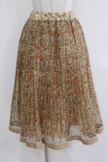 画像1: Jane Marple / Alphabet chromos sheer tuck skirt M カフェラテ H-26-08-19-1007-JM-SK-AK-ZH (1)
