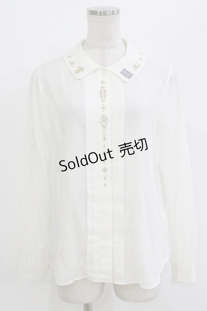 画像1: Jane Marple / Royalモチーフembroideryブラウス M オフ H-26-08-19-1056-JM-BL-AK-ZH (1)