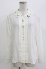 画像1: Jane Marple / Royalモチーフembroideryブラウス M オフ H-26-08-19-1056-JM-BL-AK-ZH (1)