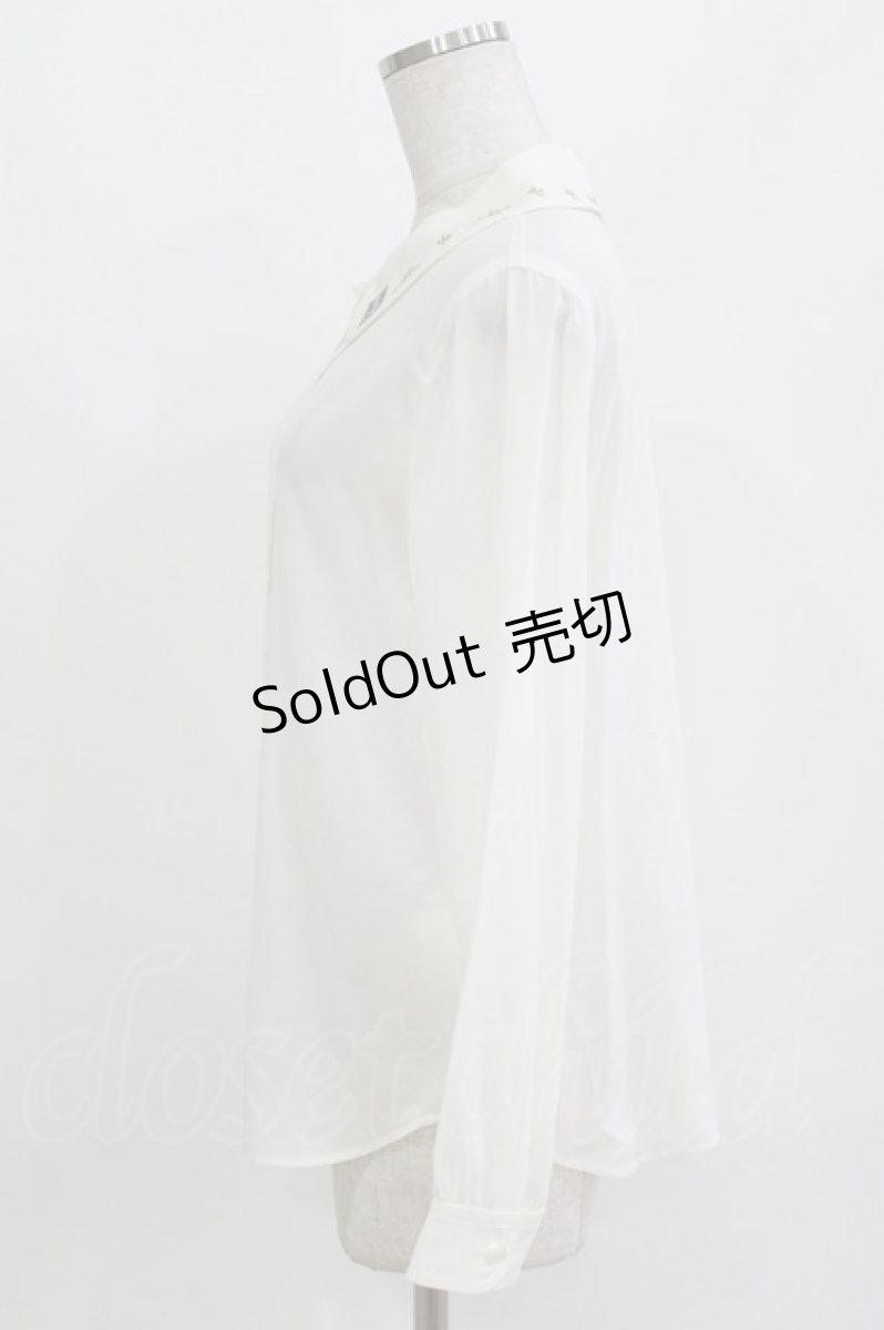 画像2: Jane Marple / Royalモチーフembroideryブラウス M オフ H-26-08-19-1056-JM-BL-AK-ZH (2)