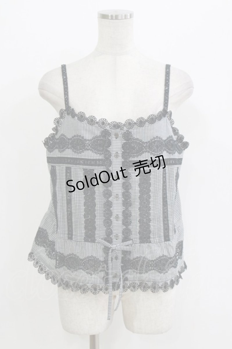 画像1: Jane Marple / Folklore lace camisole M ブラックチェック H-26-08-19-1063-JM-TO-AK-ZH (1)