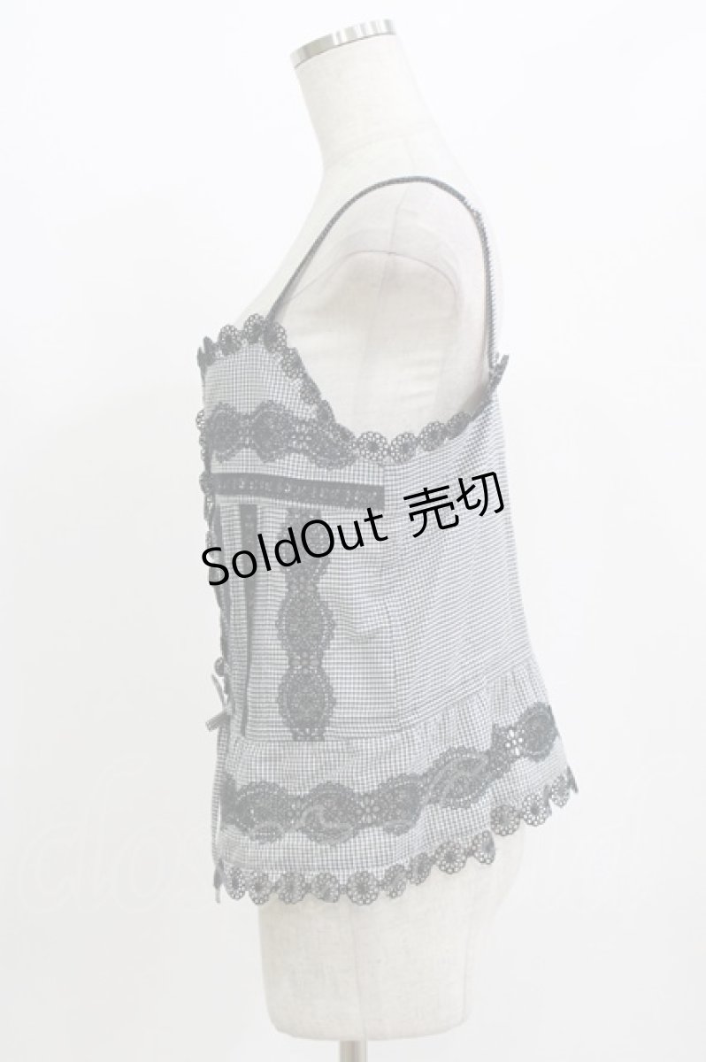 画像2: Jane Marple / Folklore lace camisole M ブラックチェック H-26-08-19-1063-JM-TO-AK-ZH (2)