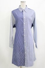 画像1: Jane Marple Dans Le Salon / Stripe Loverシャツワンピース M ブルー H-26-08-19-1011-JM-OP-AK-ZH (1)