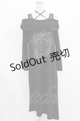 Preview of プリントオフショルワンピース F 黒