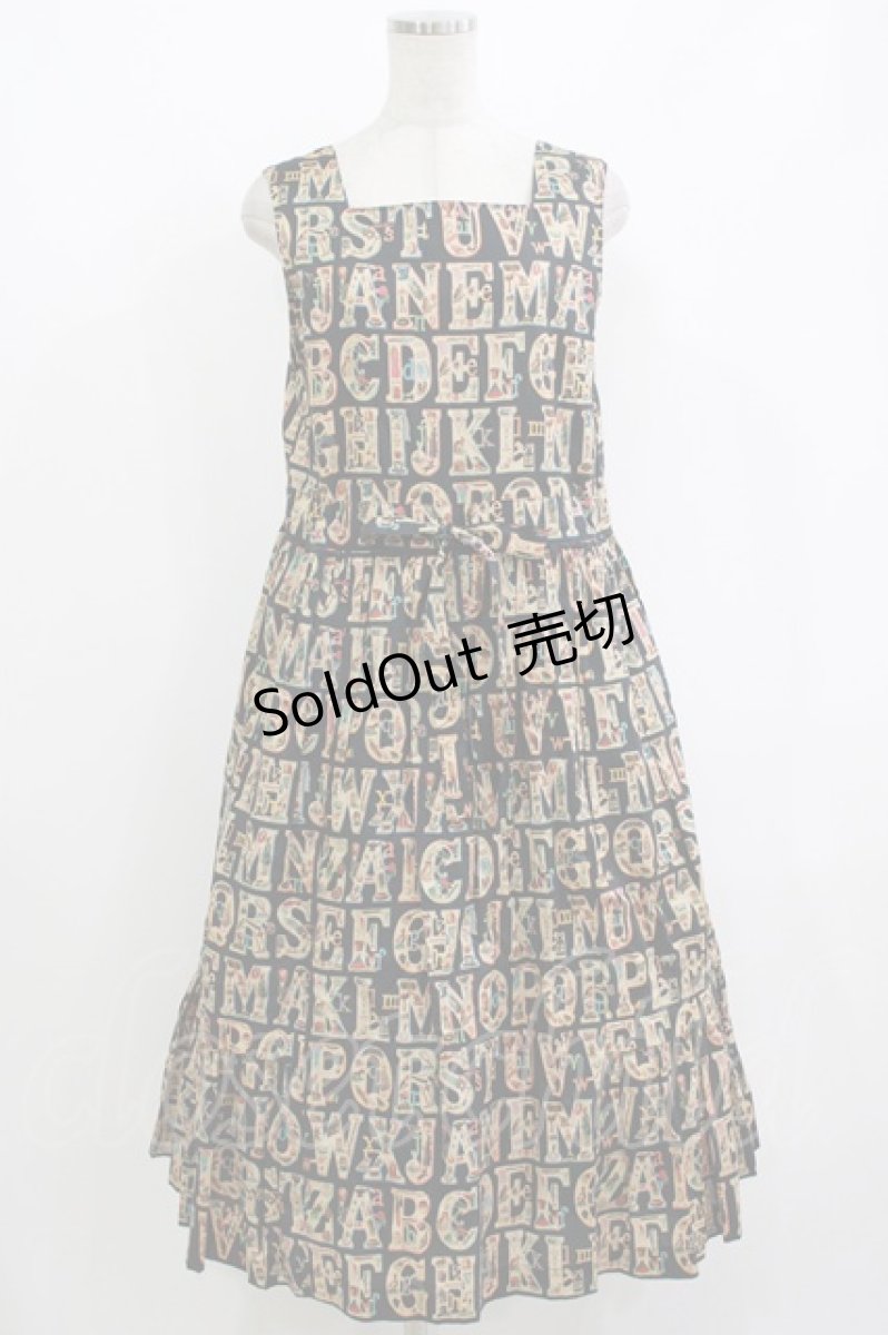 画像1: Jane Marple / Alphabet chromos sleeveless dress M チャコールグレー H-26-08-19-1003-JM-OP-AK-ZH (1)