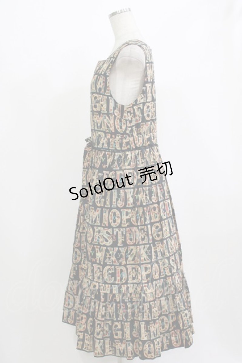 画像2: Jane Marple / Alphabet chromos sleeveless dress M チャコールグレー H-26-08-19-1003-JM-OP-AK-ZH (2)