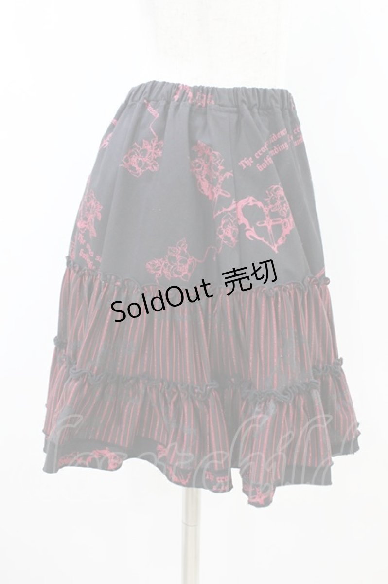 画像3: H jelly / レッグカバー付きプリントスカート  黒×赤 H-26-08-20-032-HN-SK-AK-ZH (3)