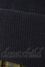 画像3: Jane Marple Dans Le Salon / Knit Tartan check trompe-l'oeil dress M ネイビー×グリーン H-26-08-20-035-JM-OP-AK-ZH (3)