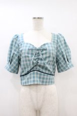 画像1: axes femme POETIQUE / チェックビスチェデザインブラウス M グリーン H-26-08-20-1060-AX-BL-NS-ZH (1)