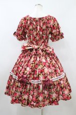 画像2: metamorphose / はしごレースリボン花柄半袖ワンピース サイズ1 ボルドー H-26-08-20-1015-ME-OP-NS-ZH (2)