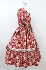 画像3: metamorphose / はしごレースリボン花柄半袖ワンピース サイズ1 ボルドー H-26-08-20-1015-ME-OP-NS-ZH (3)