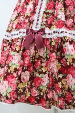 画像5: metamorphose / はしごレースリボン花柄半袖ワンピース サイズ1 ボルドー H-26-08-20-1015-ME-OP-NS-ZH (5)