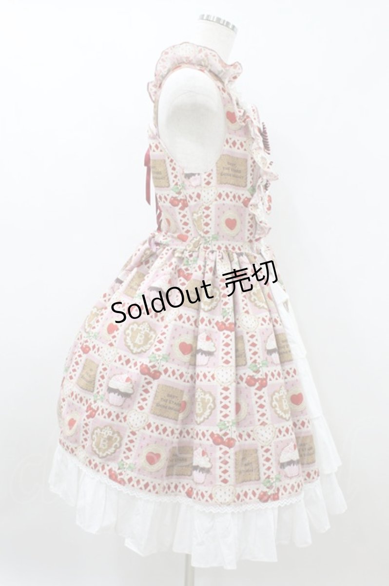 画像3: BABY,THE STARS SHINE BRIGHT / La Patisserie〜Mon peche mignon〜柄エプロンジャンパースカート Free ピンク H-26-08-20-1020-BA-OP-NS-ZH (3)