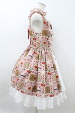 画像3: BABY,THE STARS SHINE BRIGHT / La Patisserie〜Mon peche mignon〜柄エプロンジャンパースカート Free ピンク H-26-08-20-1020-BA-OP-NS-ZH (3)