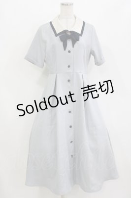 Preview of スカーフタイ付きバイカラーワンピース Free BLUE GRAY