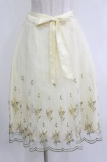 画像1: axes femme / ミモザ刺繍チュールスカート M アイボリー H-26-08-21-042-AX-SK-NS-ZH (1)