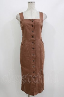 Preview of フロントボタンジャンパースカート Free BROWN