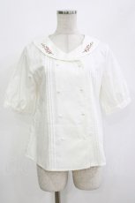 画像1: Fi.n.t / ダブル釦花刺繍セーラーブラウス Free オフ H-26-08-21-068-CA-BL-NS-ZH (1)