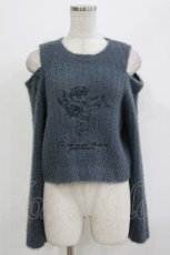 画像1: NOEMIE / 天使刺繍肩ジップフェザーニット M グレー H-26-08-21-070-LO-TO-NS-ZH (1)