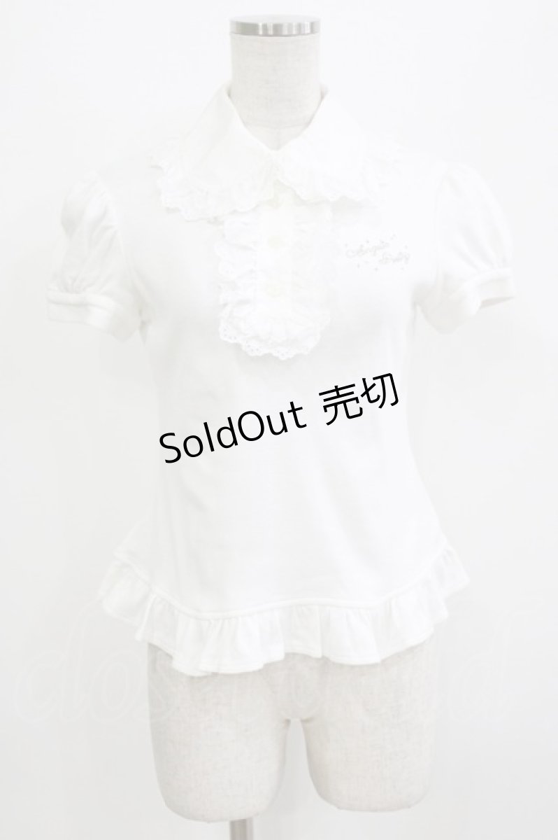 画像1: Angelic Pretty / ロゴ刺繍ジャボ付きカットソー Free 白 H-26-08-21-076-AP-TO-NS-ZH (1)