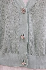 画像3: axes femme / ビジューボタン透かし編みカーディガン M ミント H-26-08-21-078-AX-TO-NS-ZH (3)