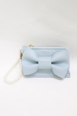 画像1: m petit by misako / NINA’Sコラボリボンコインケース  サックス H-26-08-22-1006-LO-ZA-NS-ZH (1)