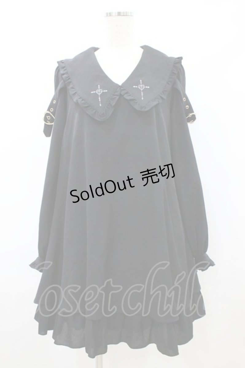 画像1: Amavel / cross刺繍ワンピース Free ブラック H-26-08-22-1035-CA-OP-NS-ZH (1)