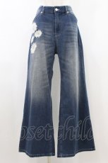 画像1: AXES-X / ガーベラ刺繍裾スリットデニム L ブルー H-26-08-22-1043-LO-PA-NS-ZH (1)
