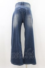 画像2: AXES-X / ガーベラ刺繍裾スリットデニム L ブルー H-26-08-22-1043-LO-PA-NS-ZH (2)