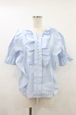 画像1: An MILLE / タックフリルブラウス Free stripe H-26-08-22-1057-LO-BL-NS-ZH (1)