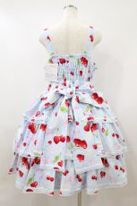 画像2: metamorphose / 【プラスサイズ】ホイップチェリー レースアップフリルジャンパースカート プラスサイズ サックス H-26-08-22-1021-ME-OP-NS-ZH (2)