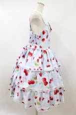 画像3: metamorphose / 【プラスサイズ】ホイップチェリー レースアップフリルジャンパースカート プラスサイズ サックス H-26-08-22-1021-ME-OP-NS-ZH (3)
