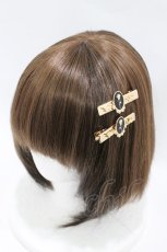 画像1: m petit by misako / AMフラワー2Pクリップ  ブラック H-26-08-22-1004-LO-AC-NS-ZH (1)