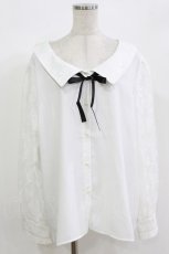 画像1: DearMyLoveRose / 選べる衿レース重ね上品ブラウス 6L 白 H-26-08-23-030-LO-BL-NS-ZH (1)