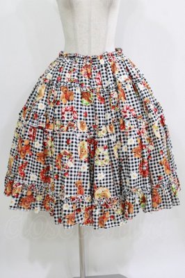 Preview of 【プラスサイズ】Gingham fruits tart ティアードスカート プラスサイズ ブラック