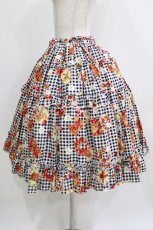画像2: metamorphose / 【プラスサイズ】Gingham fruits tart ティアードスカート プラスサイズ ブラック H-26-08-23-005-ME-SK-NS-ZH (2)