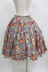 画像3: metamorphose / 【プラスサイズ】Gingham fruits tart ティアードスカート プラスサイズ ブラック H-26-08-23-005-ME-SK-NS-ZH (3)