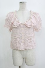 画像1: Katie / ストライプパフブラウス  PINK H-26-08-23-1045-LO-BL-AK-ZH (1)