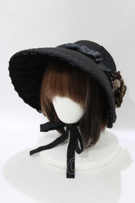 Preview of コサージュリボンボンネットハット  黒