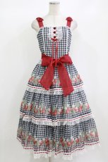 画像1: Plum Tree Design（海外ロリータブランド） / Strawberryジャンパースカート L ブラック H-26-08-23-008-PU-OP-YZ-ZH (1)