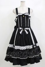 画像1: metamorphose / 【プラスサイズ】メアリーはしごレースジャンパースカート プラスサイズ ブラック H-26-08-23-013-ME-OP-NS-ZH (1)