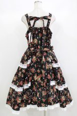 画像3: metamorphose / 【プラスサイズ】Strawberry Basket フロントボタンリボンジャンパースカート プラスサイズ ブラック H-26-08-23-014-ME-OP-NS-ZH (3)